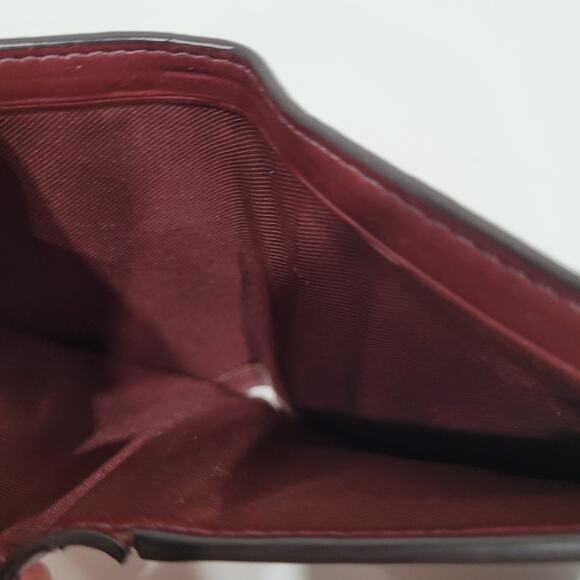 Coach Wallet Pebble Leather Tan Beige Small Tifold Compact Floral Damaged Logo - Picture 5 of 9